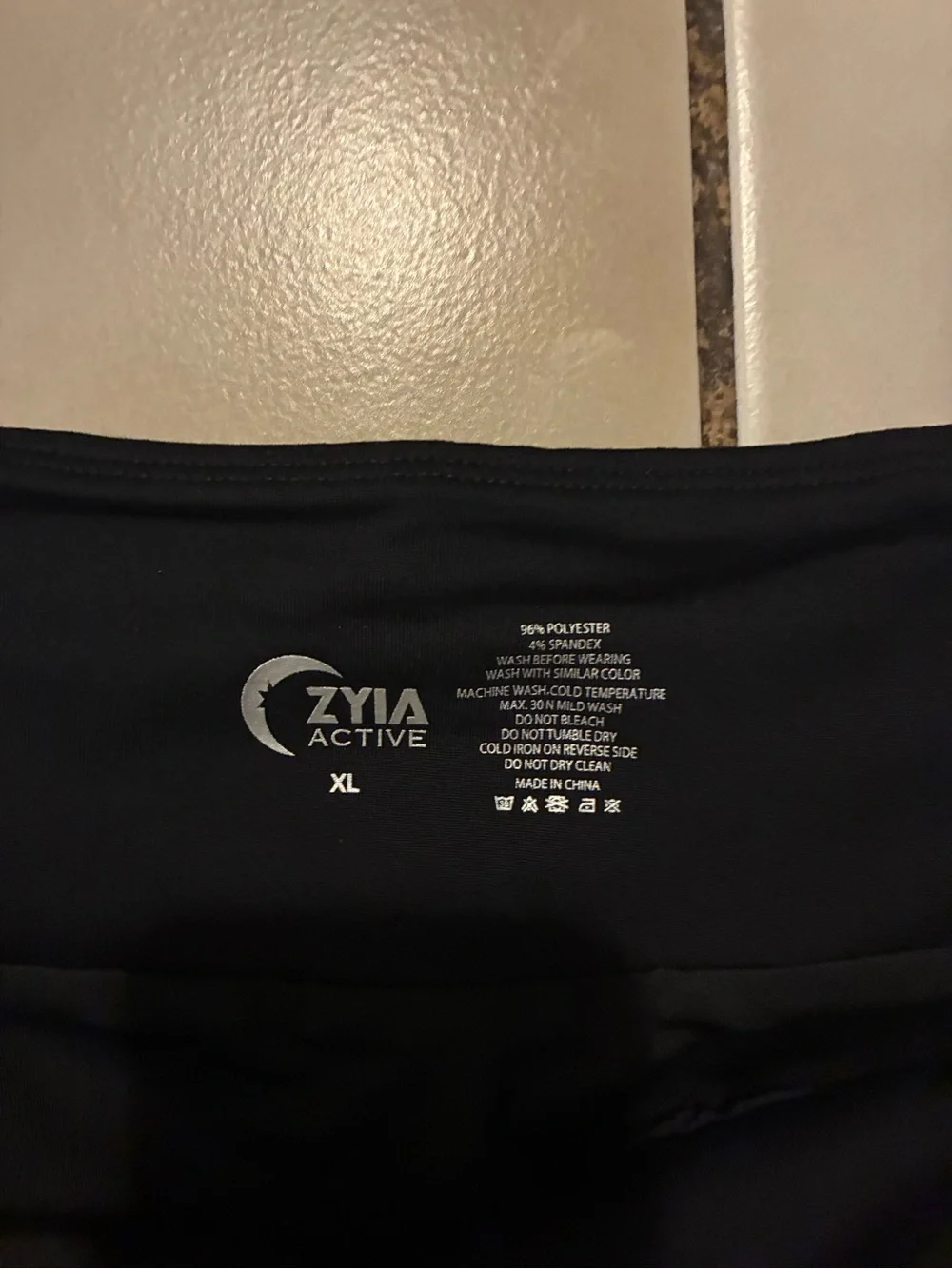 ZYIA Black Athletic Shorts with Dark Gray Camo Panels